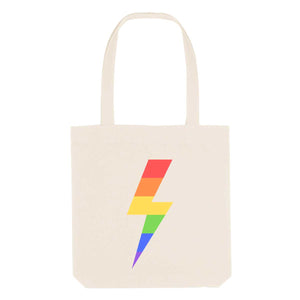 Rainbow Lightning Bolt Strong As Hell Tote Bag-LGBT Apparel, LGBT Gift, LGBT Tote Bag-The Spark Company
