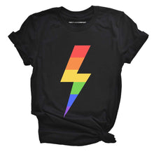 Load image into Gallery viewer, Rainbow Lightning Bolt T-Shirt-Feminist Apparel, Feminist Clothing, Feminist T Shirt, BC3001-The Spark Company