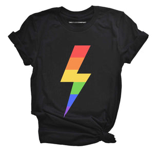 Rainbow Lightning Bolt T-Shirt-Feminist Apparel, Feminist Clothing, Feminist T Shirt, BC3001-The Spark Company
