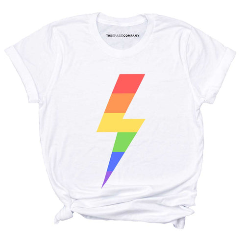 Rainbow Lightning Bolt T-Shirt-Feminist Apparel, Feminist Clothing, Feminist T Shirt, BC3001-The Spark Company