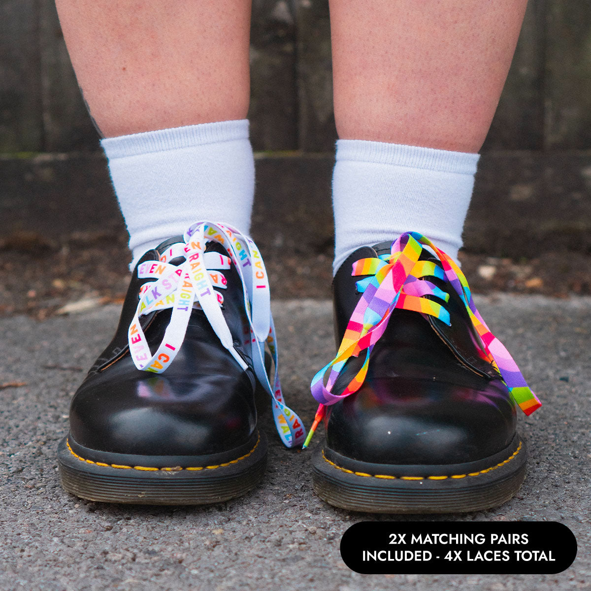 Rainbow and Pride Slogan Shoelaces (2 Pairs)-LGBT Apparel, LGBT Gift, LGBT Shoelaces-The Spark Company