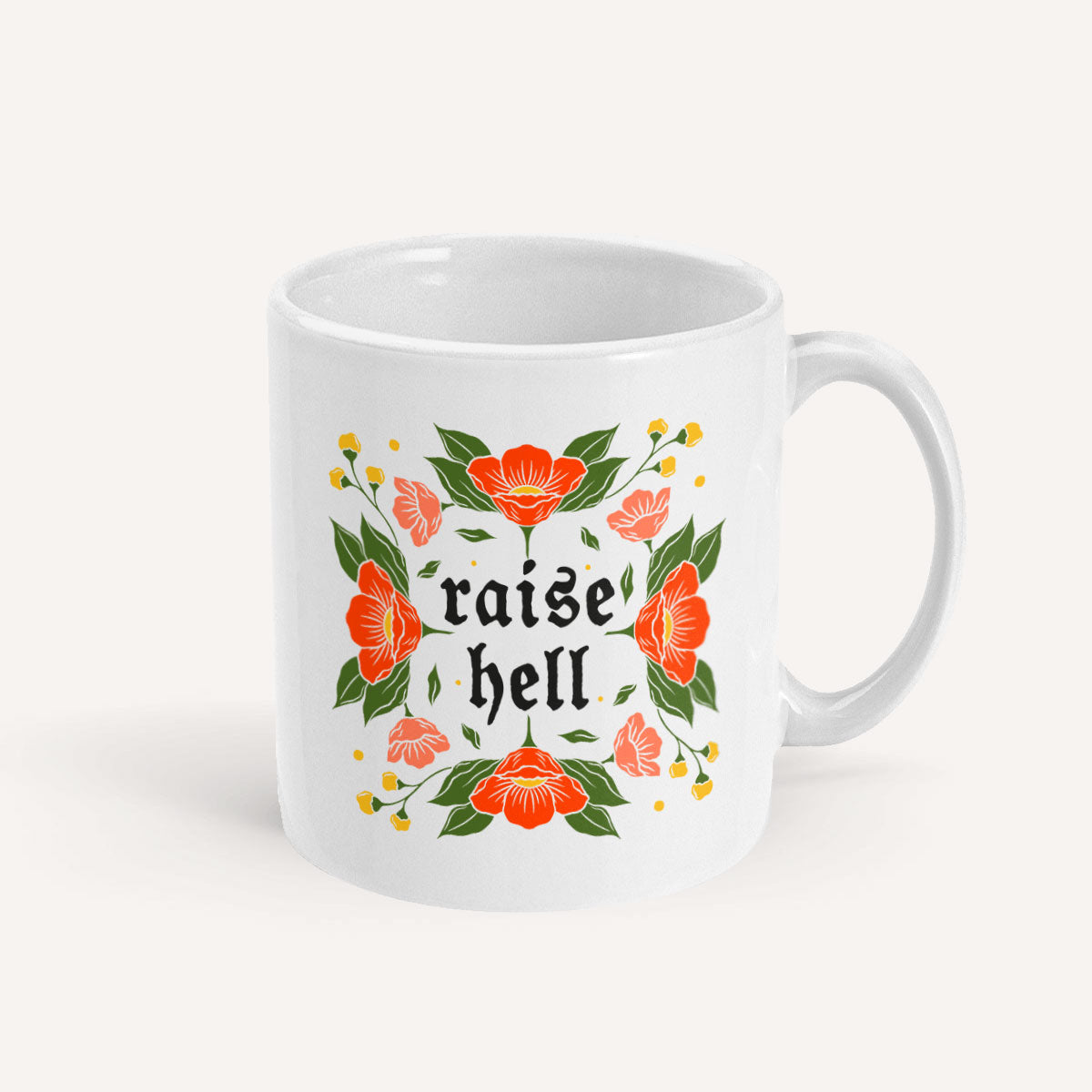 Raise Hell Mug-Feminist Apparel, Feminist Gift, Feminist Coffee Mug, 11oz White Ceramic-The Spark Company