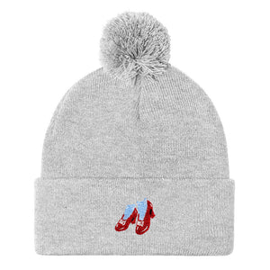 Ruby Slippers Embroidered Pom Pom Beanie Hat-Feminist Apparel, Feminist Gift, Feminist Beanie Hat BB426-The Spark Company