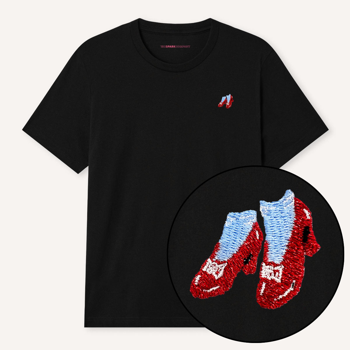 Ruby Slippers Embroidery Detail T-Shirt-Feminist Apparel, Feminist Clothing, Feminist T Shirt, BC3001-The Spark Company