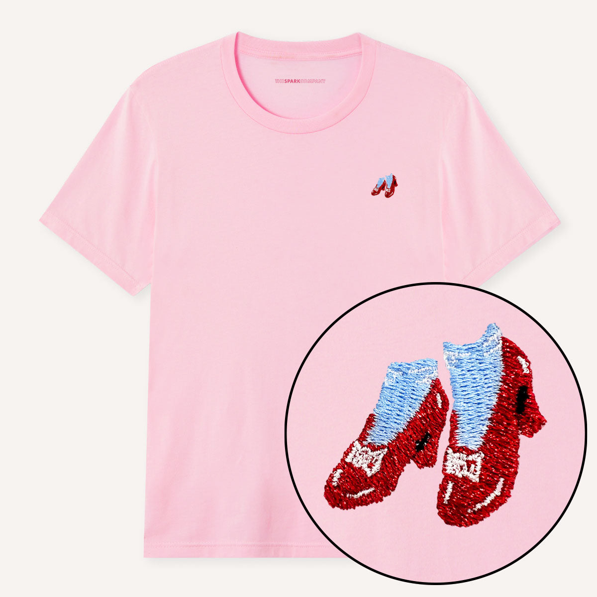 Ruby Slippers Embroidery Detail T-Shirt-Feminist Apparel, Feminist Clothing, Feminist T Shirt, BC3001-The Spark Company