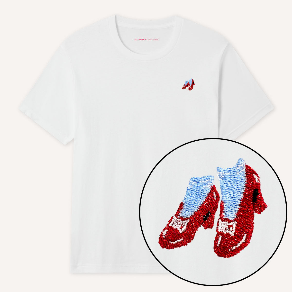 Ruby Slippers Embroidery Detail T-Shirt-Feminist Apparel, Feminist Clothing, Feminist T Shirt, BC3001-The Spark Company