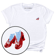 Load image into Gallery viewer, Ruby Slippers Embroidery Detail T-Shirt-Feminist Apparel, Feminist Clothing, Feminist T Shirt, BC3001-The Spark Company