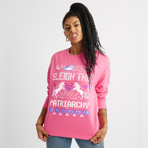 Sleigh The Patriarchy Ugly Christmas Jumper-Feminist Apparel, Feminist Clothing, Feminist Sweatshirt, JH030-The Spark Company