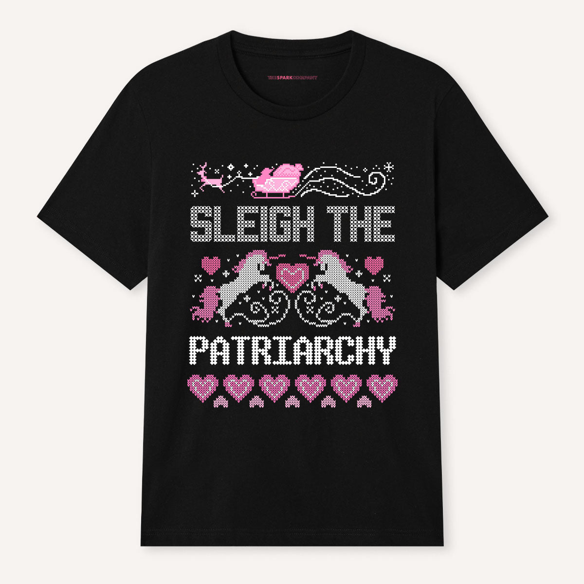 Sleigh The Patriarchy Ugly Christmas T-Shirt-Feminist Apparel, Feminist Clothing, Feminist T Shirt, BC3001-The Spark Company