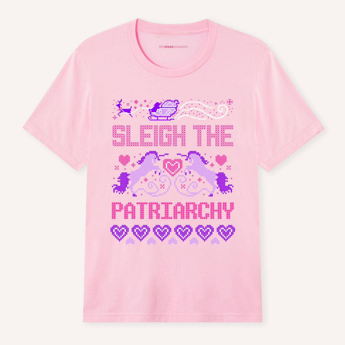 Sleigh The Patriarchy Ugly Christmas T-Shirt-Feminist Apparel, Feminist Clothing, Feminist T Shirt, BC3001-The Spark Company