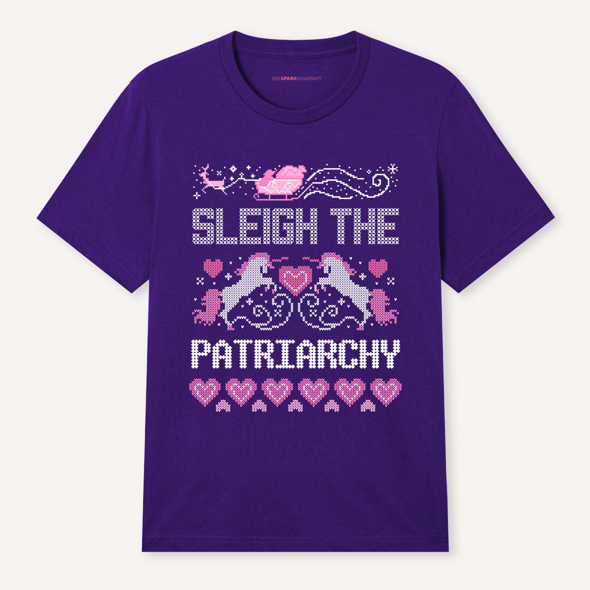 Sleigh The Patriarchy Ugly Christmas T-Shirt-Feminist Apparel, Feminist Clothing, Feminist T Shirt, BC3001-The Spark Company