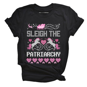 Sleigh The Patriarchy Ugly Christmas T-Shirt-Feminist Apparel, Feminist Clothing, Feminist T Shirt, BC3001-The Spark Company