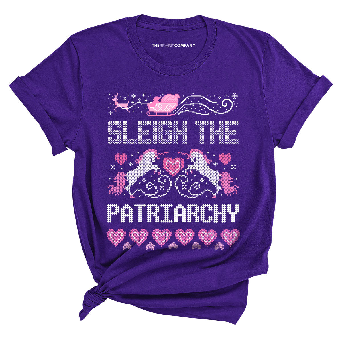Sleigh The Patriarchy Ugly Christmas T-Shirt-Feminist Apparel, Feminist Clothing, Feminist T Shirt, BC3001-The Spark Company