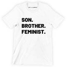 Load image into Gallery viewer, Son. Brother. Feminist. Men&#39;s T-Shirt-Feminist Apparel, Feminist Clothing, Men&#39;s Feminist T Shirt, BC3001-The Spark Company