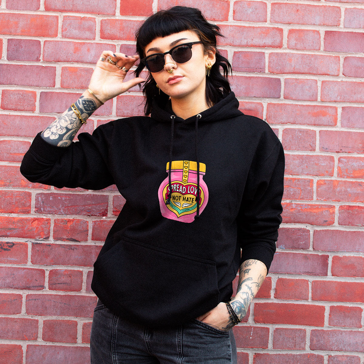 Spread Love Not Hate Hoodie-Feminist Apparel, Feminist Clothing, Feminist Hoodie, JH001-The Spark Company