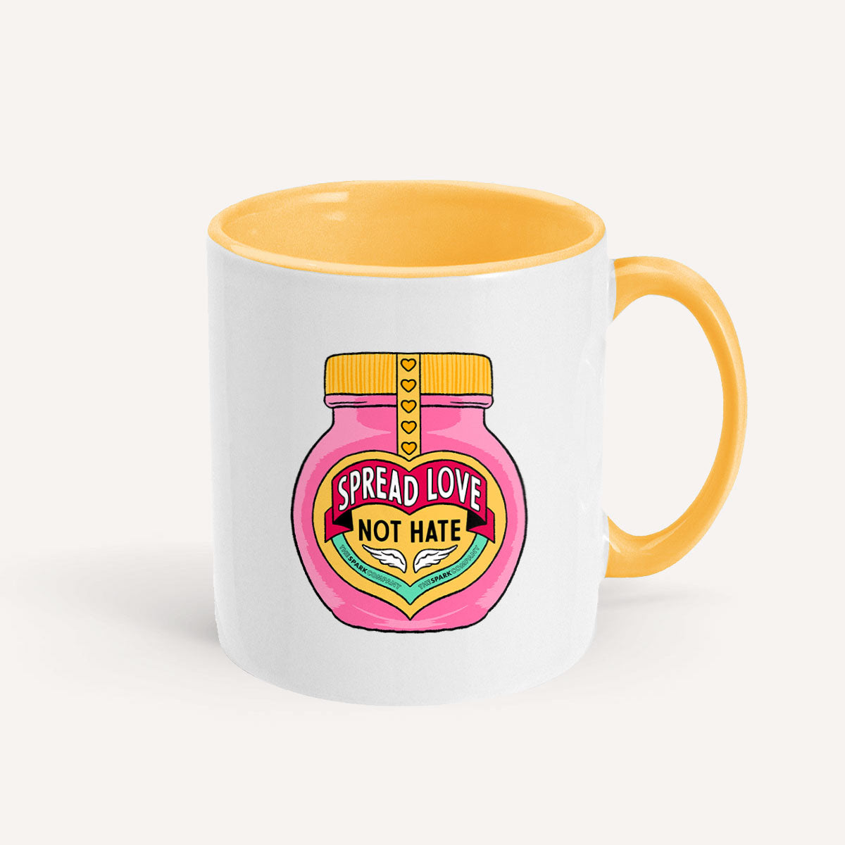 Spread Love Not Hate Mug-Feminist Apparel, Feminist Gift, Feminist Coffee Mug, 11oz White Ceramic-The Spark Company