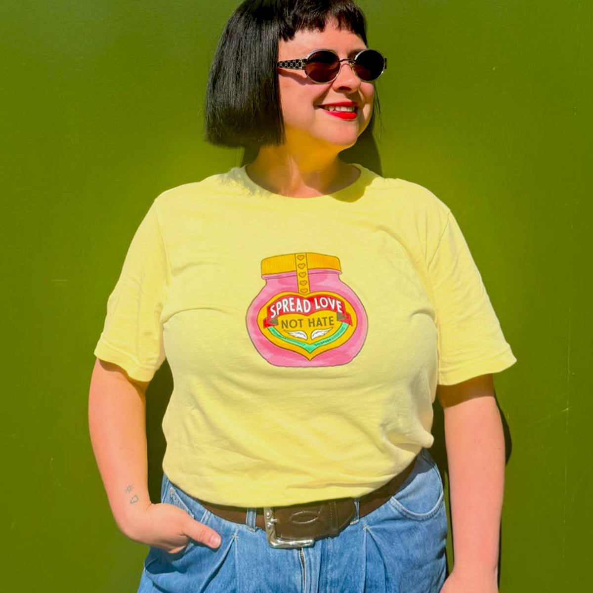 Spread Love Not Hate T-Shirt-Feminist Apparel, Feminist Clothing, Feminist T Shirt, BC3001-The Spark Company