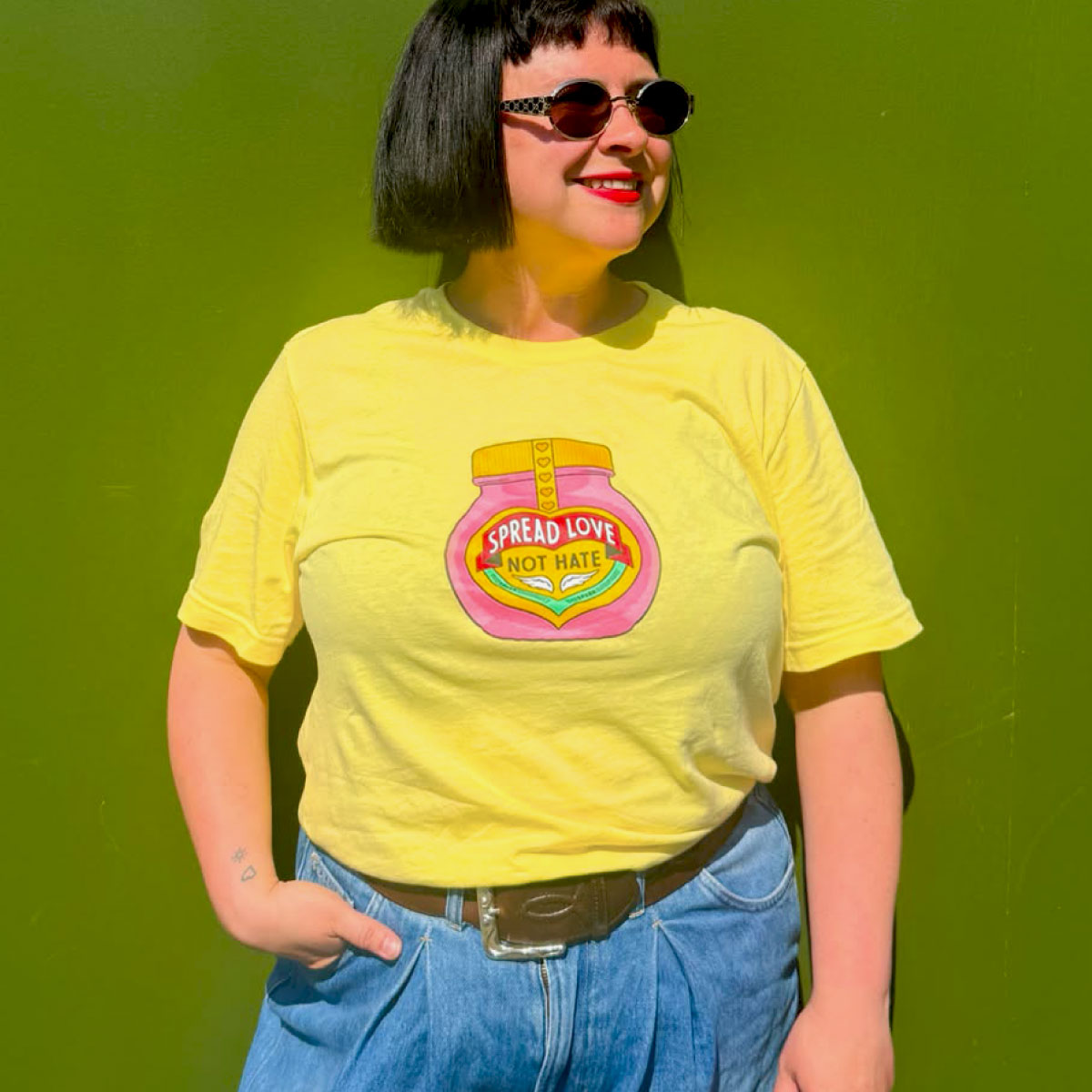Spread Love Not Hate T-Shirt-Feminist Apparel, Feminist Clothing, Feminist T Shirt, BC3001-The Spark Company