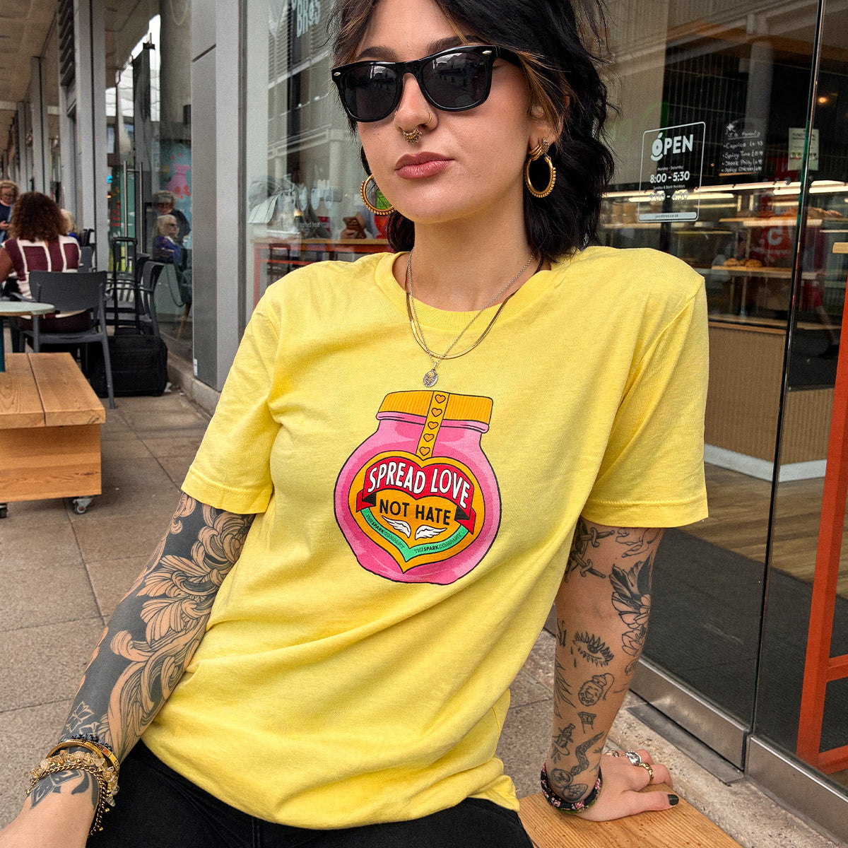 Spread Love Not Hate T-Shirt-Feminist Apparel, Feminist Clothing, Feminist T Shirt, BC3001-The Spark Company