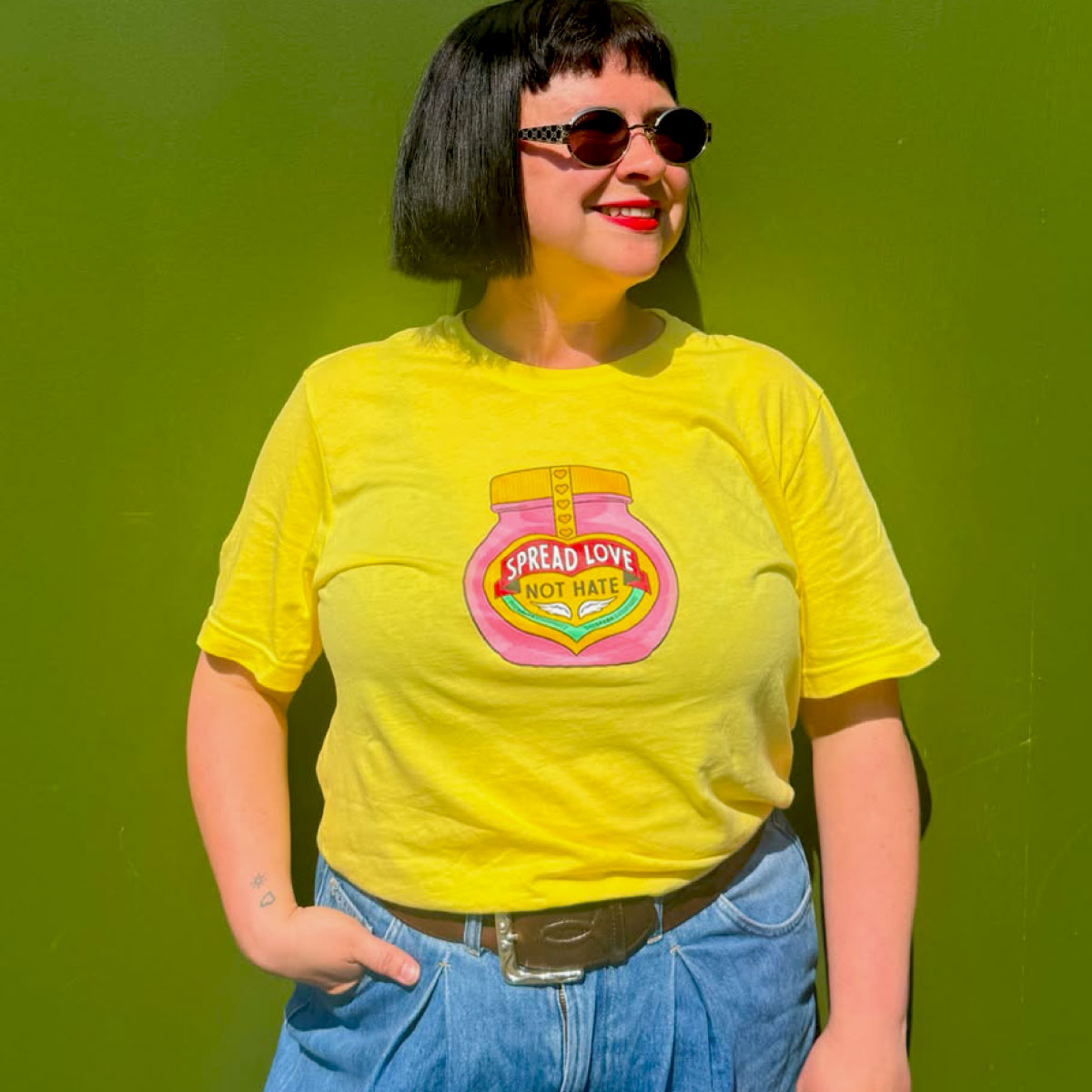 Spread Love Not Hate T-Shirt-Feminist Apparel, Feminist Clothing, Feminist T Shirt, BC3001-The Spark Company