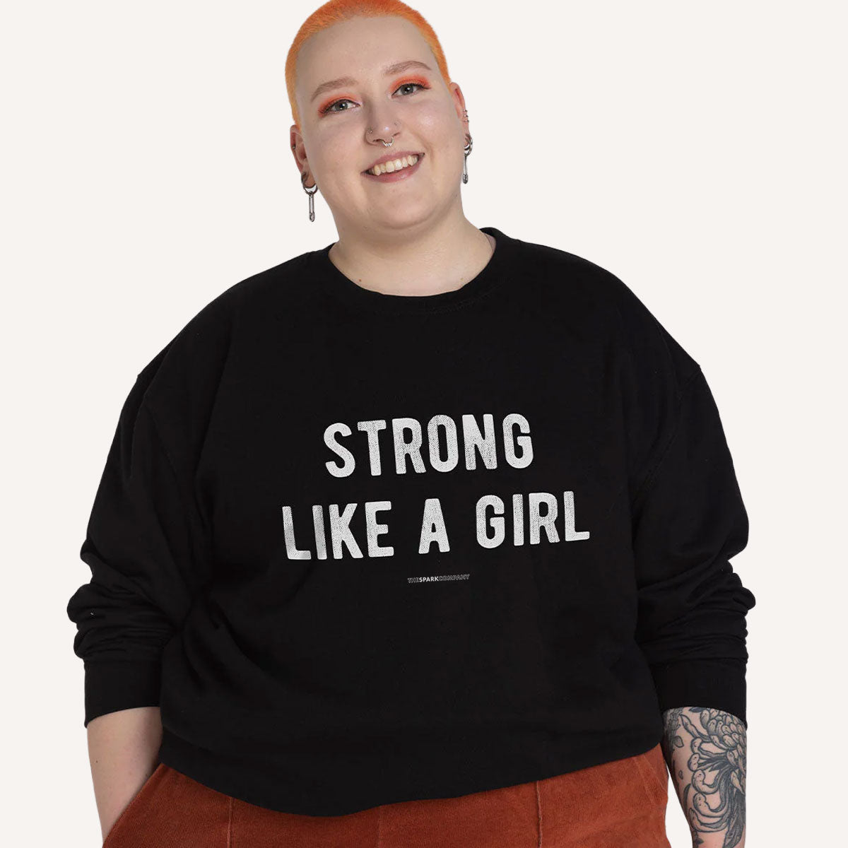 Strong Like A Girl Sweatshirt-Feminist Apparel, Feminist Clothing, Feminist Sweatshirt, JH030-The Spark Company