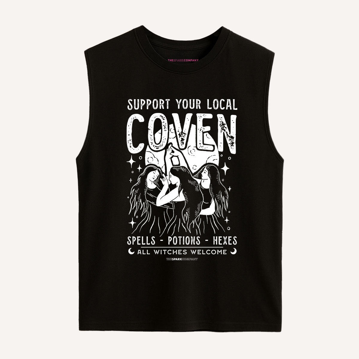Support Your Local Coven Sleeveless T-Shirt-Feminist Apparel, Feminist Clothing, Feminist Sleeveless T Shirt, EP01S-The Spark Company