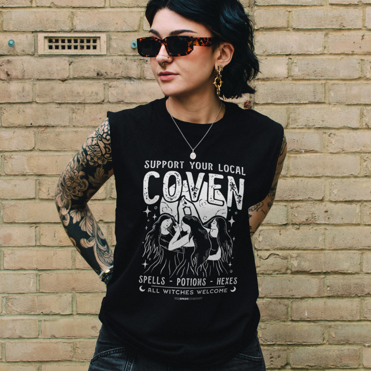 Support Your Local Coven Sleeveless T-Shirt-Feminist Apparel, Feminist Clothing, Feminist Sleeveless T Shirt, EP01S-The Spark Company