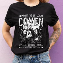 Load image into Gallery viewer, Support Your Local Coven T-Shirt-Feminist Apparel, Feminist Clothing, Feminist T Shirt, BC3001-The Spark Company