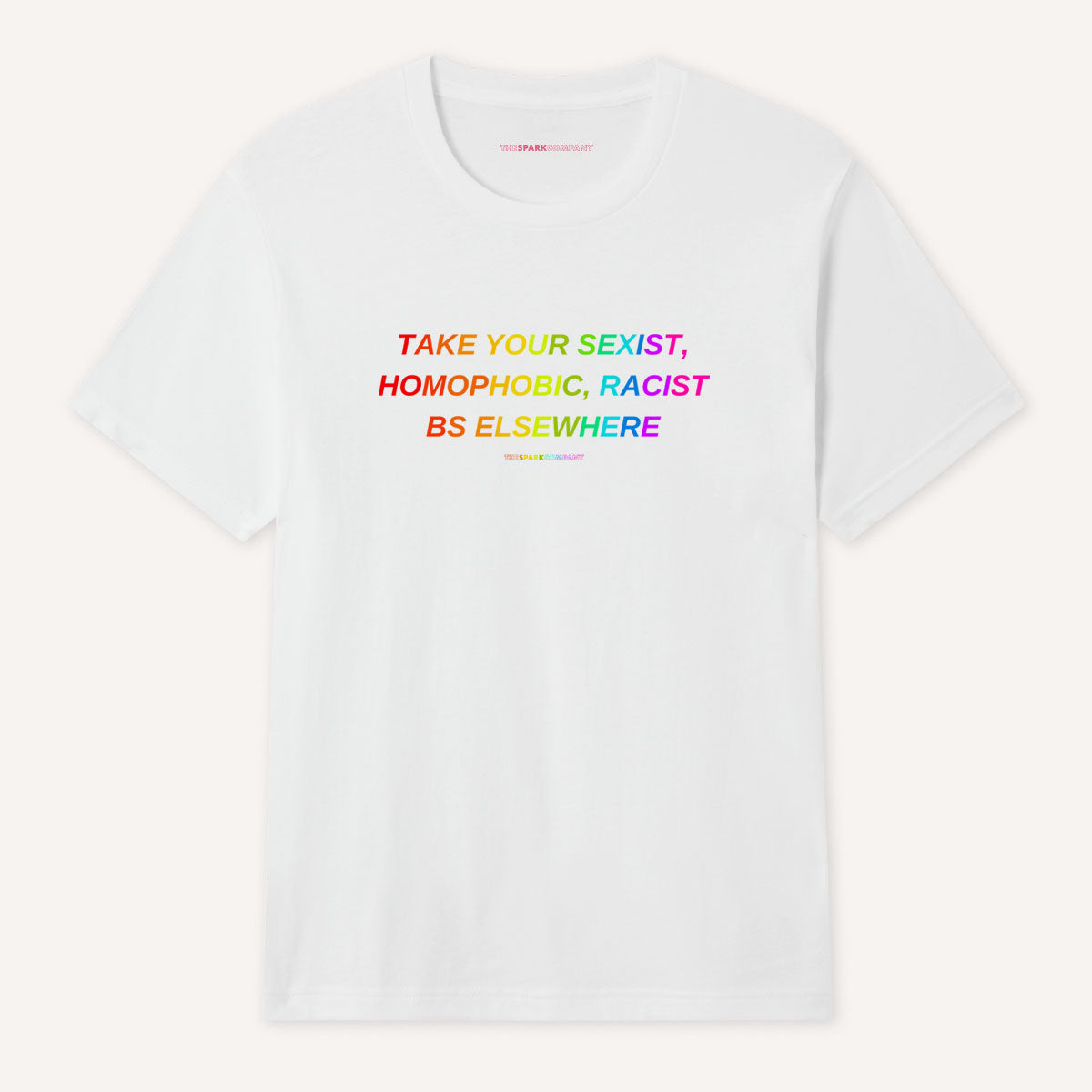 Take Your BS Elsewhere Rainbow Men's T-Shirt-Feminist Apparel, Feminist Clothing, Men's Feminist T Shirt, BC3001-The Spark Company