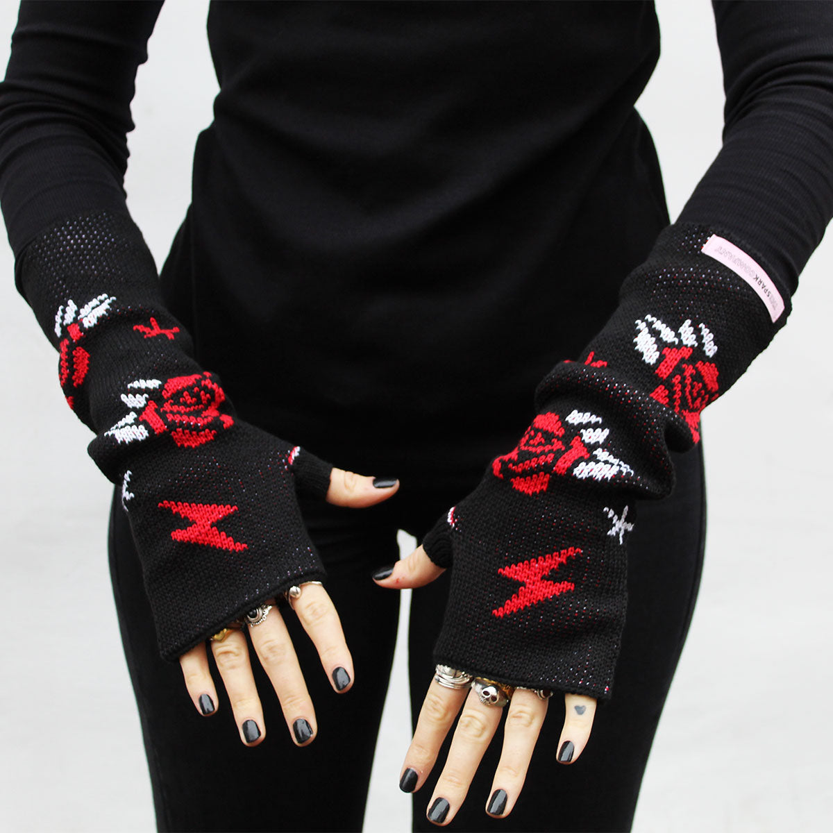 Tattoo Fingerless Wrist Warmers-Feminist Apparel, Feminist Clothing, Feminist Fingerless Wrist Warmers-The Spark Company