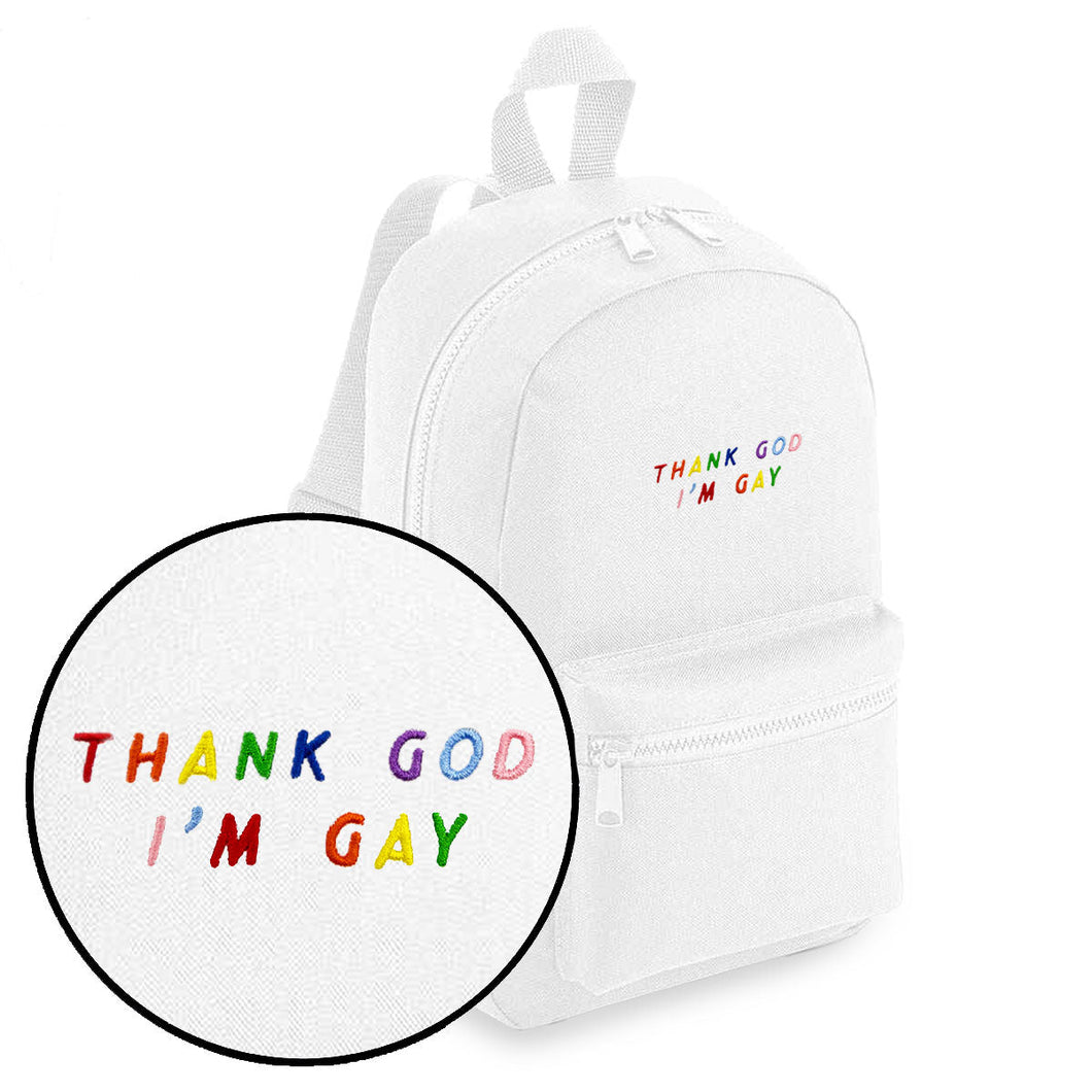 Thank God I'm Gay Embroidered Mini Backpack-LGBT Apparel, LGBT Gift, LGBT Mini Backpack, BG153-The Spark Company