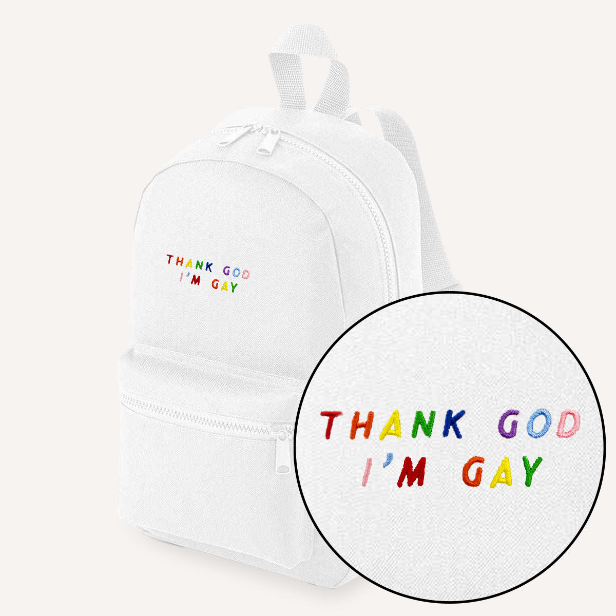 Thank God I'm Gay Embroidered Mini Backpack-LGBT Apparel, LGBT Gift, LGBT Mini Backpack, BG153-The Spark Company