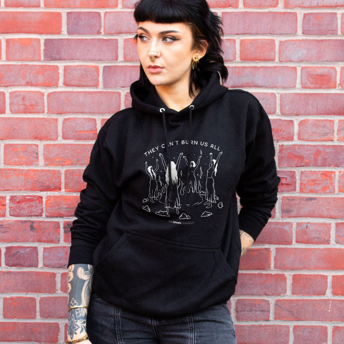 They Can't Burn Us All Hoodie-Feminist Apparel, Feminist Clothing, Feminist Hoodie, JH001-The Spark Company