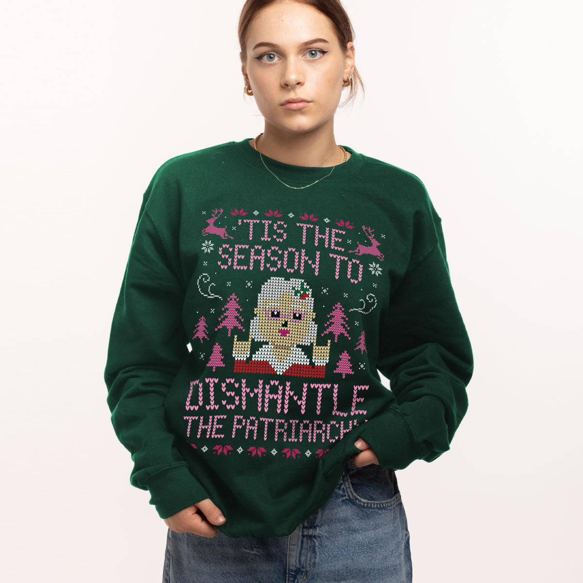Tis The Season To Dismantle The Patriarchy Ugly Christmas Jumper-Feminist Apparel, Feminist Clothing, Feminist Sweatshirt, JH030-The Spark Company