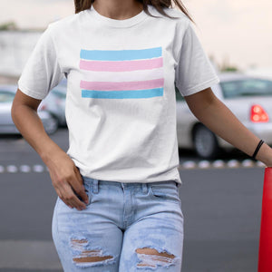 Trans Pride Flag T-Shirt-LGBT Apparel, LGBT Clothing, LGBT T Shirt, BC3001-The Spark Company