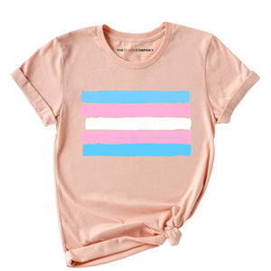 Trans Pride Flag T-Shirt-LGBT Apparel, LGBT Clothing, LGBT T Shirt, BC3001-The Spark Company