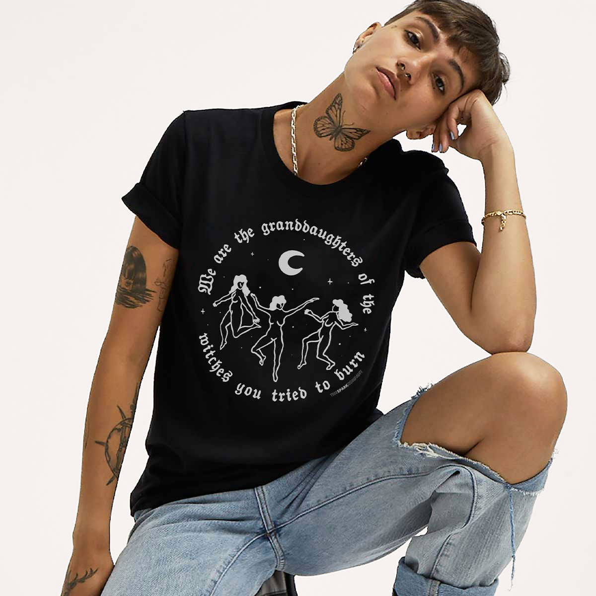 We Are The Granddaughters of The Witches Halloween T-Shirt-Feminist Apparel, Feminist Clothing, Feminist T Shirt, BC3001-The Spark Company