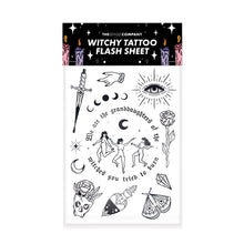 Load image into Gallery viewer, Witchy Tattoo Transfer Sheet-Feminist Apparel, Feminist Gift, Feminist Temporary Tattoo Sheet-The Spark Company