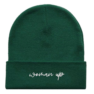 Woman Up Embroidered Beanie Hat-Feminist Apparel, Feminist Gift, Feminist Cuffed Beanie Hat, BB45-The Spark Company