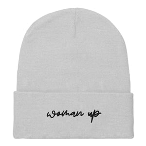 Woman Up Embroidered Beanie Hat-Feminist Apparel, Feminist Gift, Feminist Cuffed Beanie Hat, BB45-The Spark Company