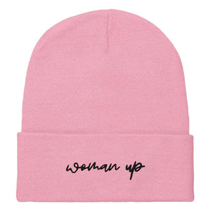 Woman Up Embroidered Beanie Hat-Feminist Apparel, Feminist Gift, Feminist Cuffed Beanie Hat, BB45-The Spark Company