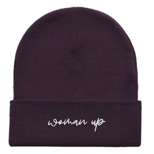 Woman Up Embroidered Beanie Hat-Feminist Apparel, Feminist Gift, Feminist Cuffed Beanie Hat, BB45-The Spark Company