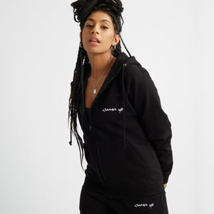 Woman Up Embroidered Detail Zipped Hoodie-Feminist Apparel, Feminist Clothing, Feminist Zoodie, JH050-The Spark Company