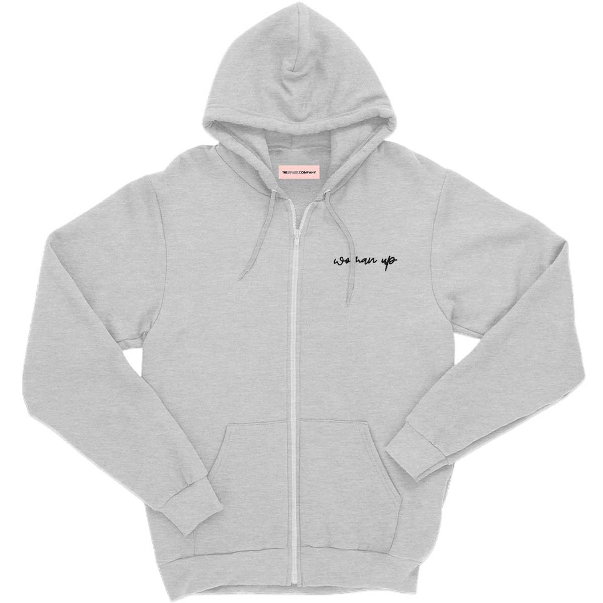 Woman Up Embroidered Detail Zipped Hoodie-Feminist Apparel, Feminist Clothing, Feminist Zoodie, JH050-The Spark Company