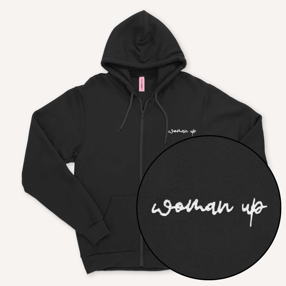 Woman Up Embroidered Detail Zipped Hoodie-Feminist Apparel, Feminist Clothing, Feminist Zoodie, JH050-The Spark Company