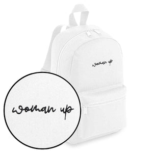 Woman Up Embroidered Mini Backpack-Feminist Apparel, Feminist Gift, Feminist Mini Backpack, BG153-The Spark Company