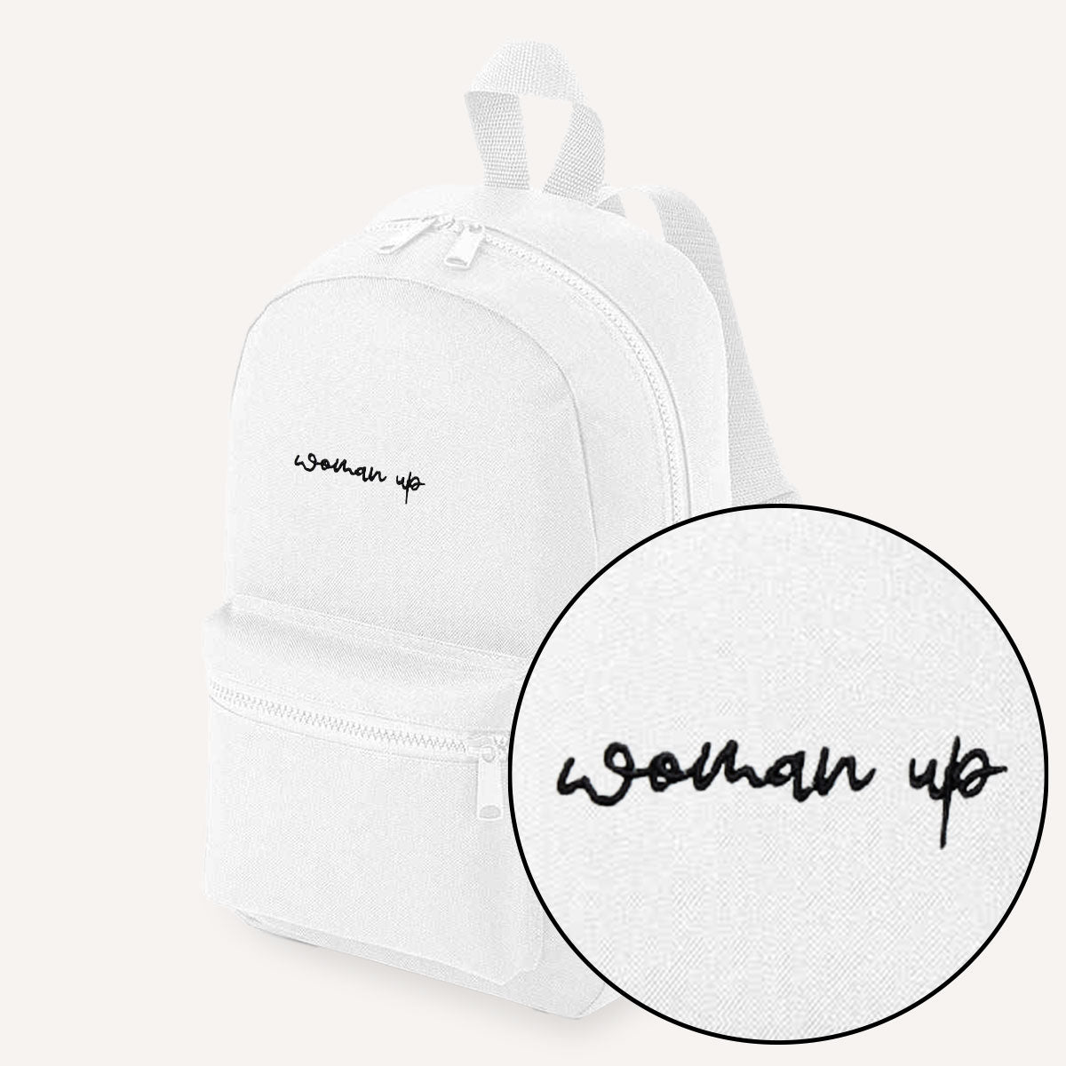 Woman Up Embroidered Mini Backpack-Feminist Apparel, Feminist Gift, Feminist Mini Backpack, BG153-The Spark Company