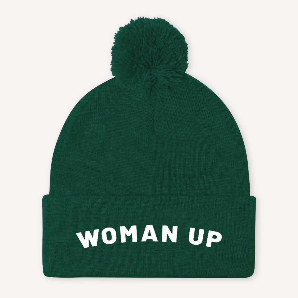 Woman Up Embroidered Pom Pom Beanie Hat-Feminist Apparel, Feminist Gift, Feminist Pom Pom Beanie Hat, BB426-The Spark Company