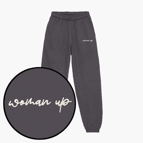 Woman Up Embroidery Detail Joggers-Feminist Apparel, Feminist Clothing, Feminist joggers, JH072-The Spark Company