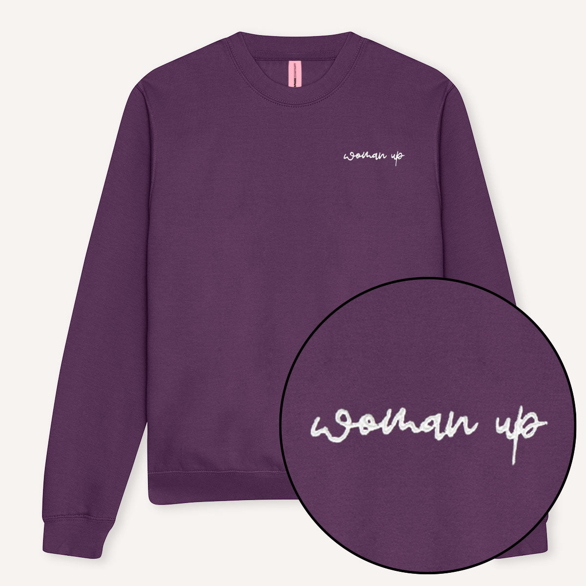 Woman Up Embroidery Detail Sweatshirt-Feminist Apparel, Feminist Clothing, Feminist Sweatshirt, JH030-The Spark Company